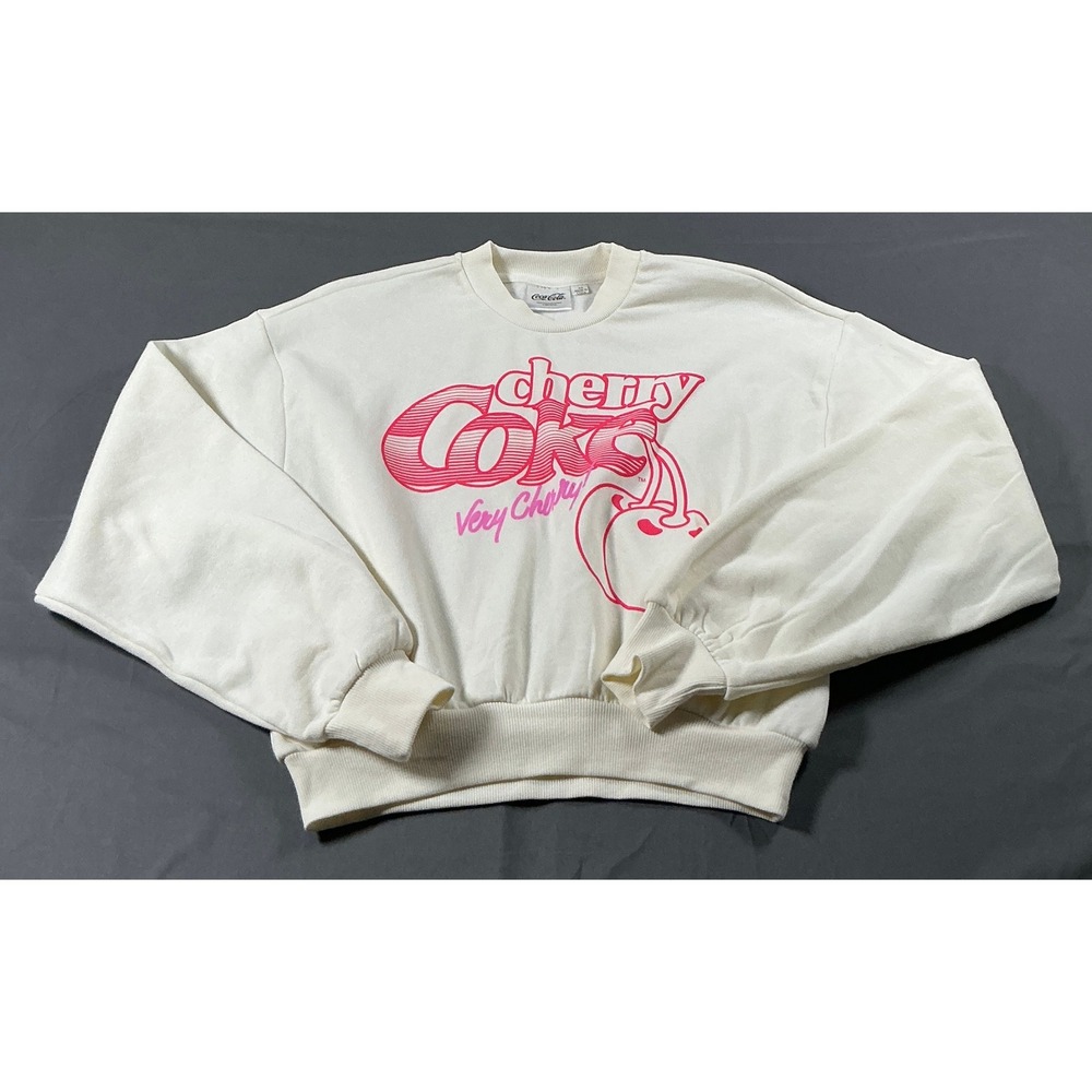 Coca-Cola Cherry Coke Graphic Sweatshirt Cream Pink Very Cherry X-Small‎ XS 0-2
